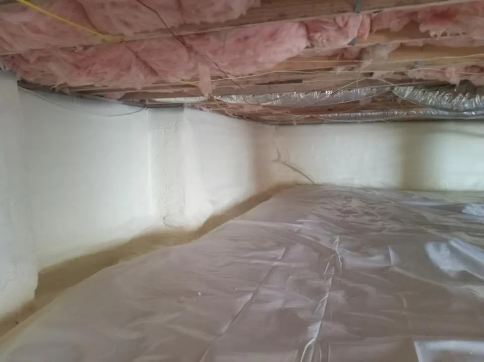 Crawl space encapsulation with closed-cell spray foam for Roof Waterproofing in Conway